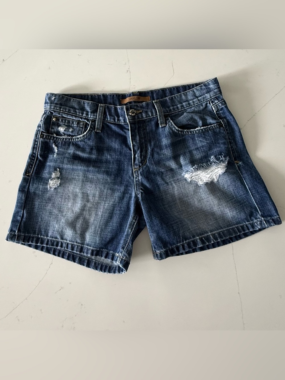 Joe’s Jeans “Samara” Medium Wash Distressed Denim Shorts – Size 27